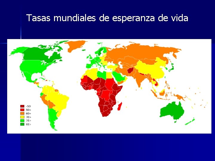 Tasas mundiales de esperanza de vida 