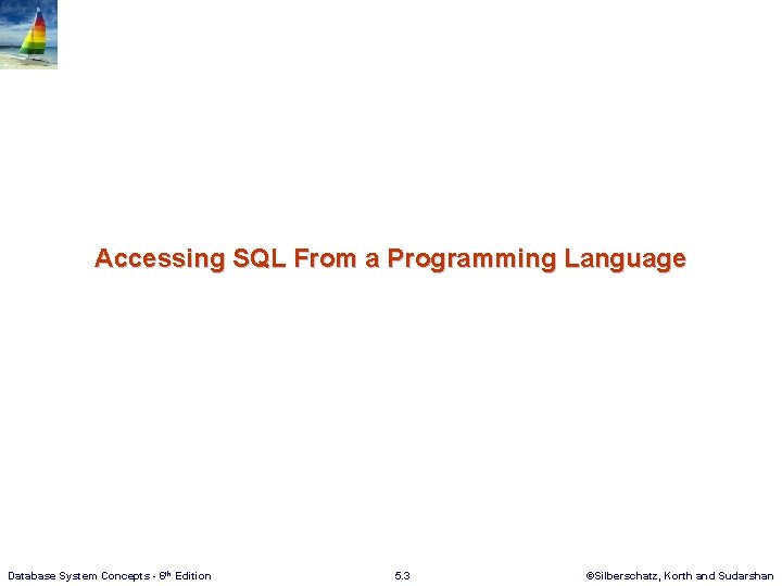 Accessing SQL From a Programming Language Database System Concepts - 6 th Edition 5.