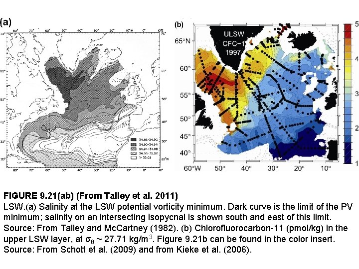 FIGURE 9. 21(ab) (From Talley et al. 2011) LSW. (a) Salinity at the LSW