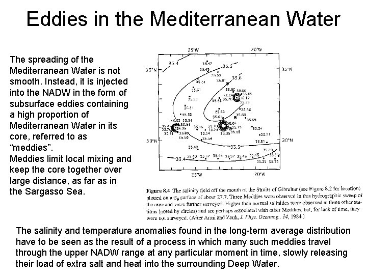 Eddies in the Mediterranean Water The spreading of the Mediterranean Water is not smooth.