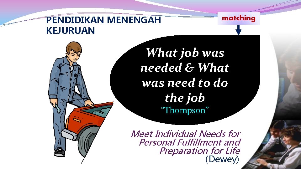 PENDIDIKAN MENENGAH KEJURUAN matching What job was needed & What was need to do