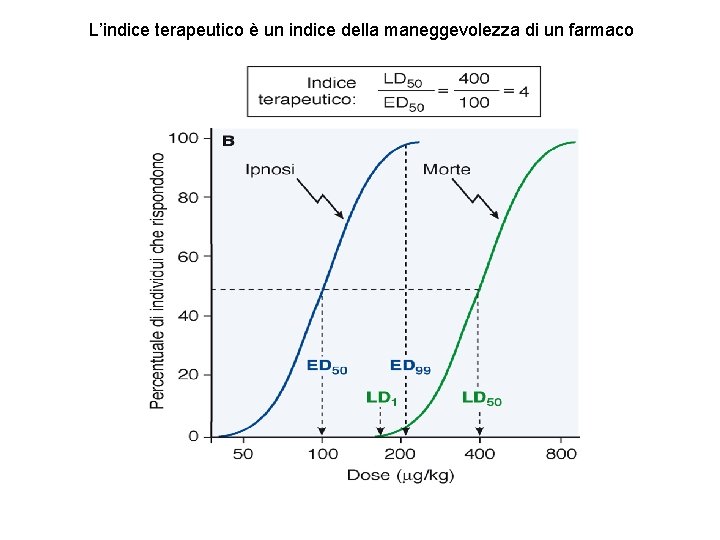 L’indice terapeutico è un indice della maneggevolezza di un farmaco 