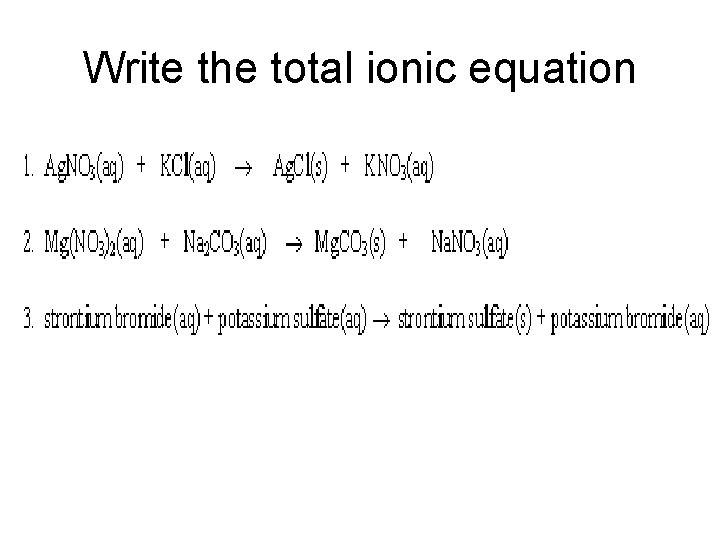 Write the total ionic equation 
