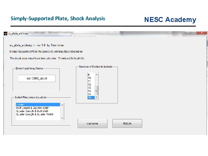 Simply-Supported Plate, Shock Analysis NESC Academy 