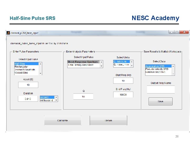 Half-Sine Pulse SRS NESC Academy 28 