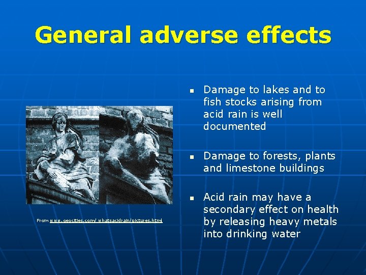 General adverse effects n n n From www. geocities. com/ whatsacidrain/pictures. html Damage to