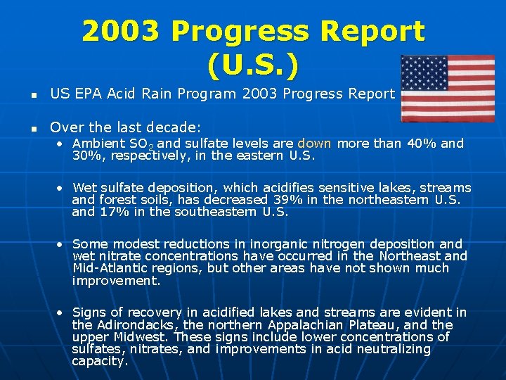 2003 Progress Report (U. S. ) n US EPA Acid Rain Program 2003 Progress