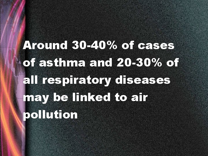 Around 30 -40% of cases of asthma and 20 -30% of all respiratory diseases