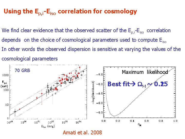 Using the Ep, i-Eiso correlation for cosmology We find clear evidence that the observed