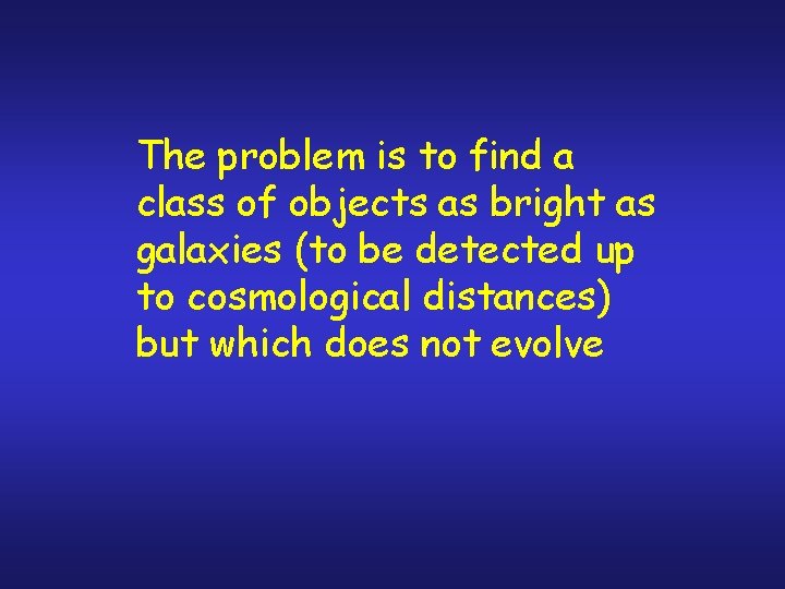 The problem is to find a class of objects as bright as galaxies (to