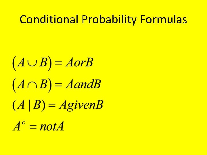 Conditional Probability Formulas 