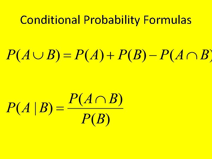 Conditional Probability Formulas 