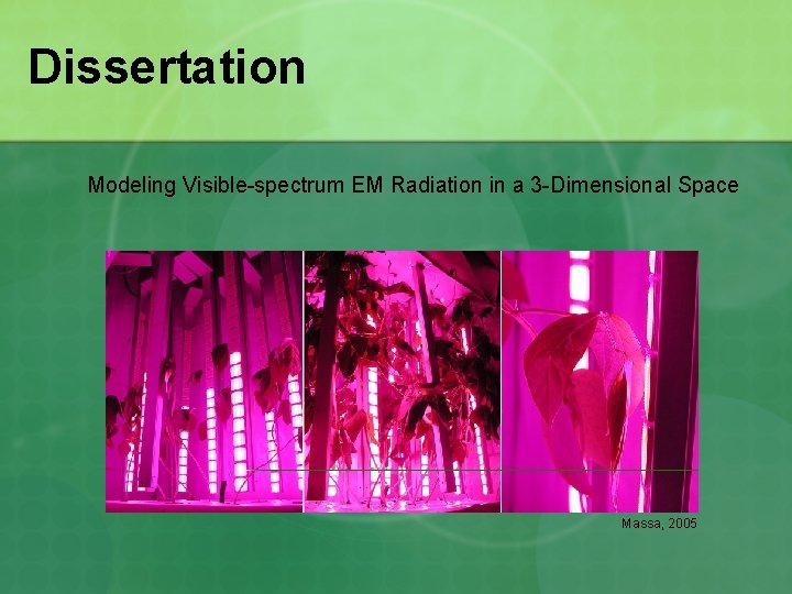 Dissertation Modeling Visible-spectrum EM Radiation in a 3 -Dimensional Space Massa, 2005 