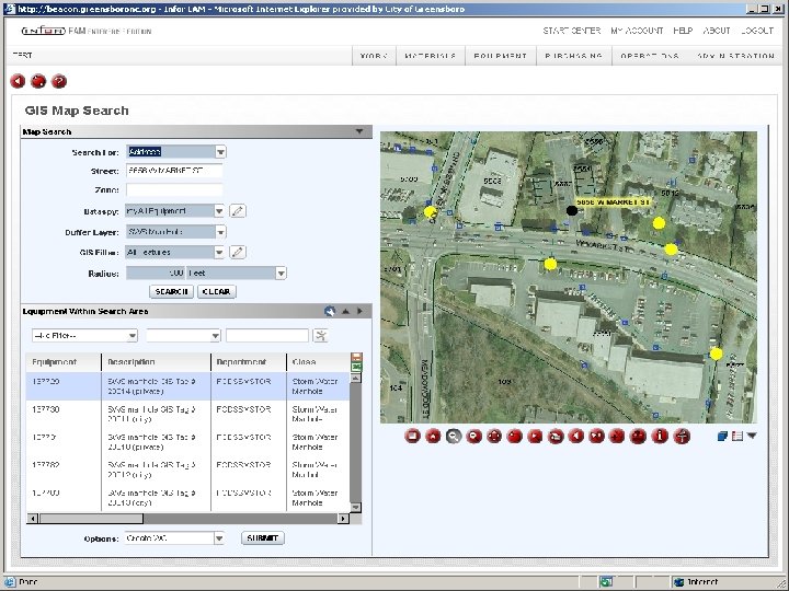 Example: GIS as Asset Management “Front End” 