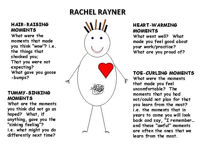 RACHEL RAYNER HAIR-RAISING MOMENTS What were the moments that made you think “wow”? i.