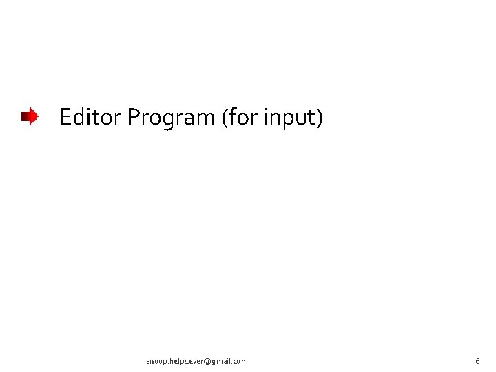 Editor Program (for input) anoop. help 4 ever@gmail. com 6 