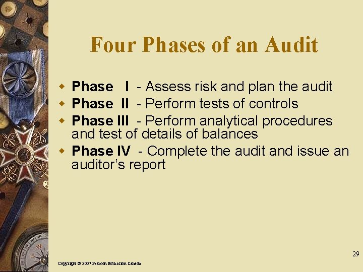 Four Phases of an Audit w Phase I - Assess risk and plan the
