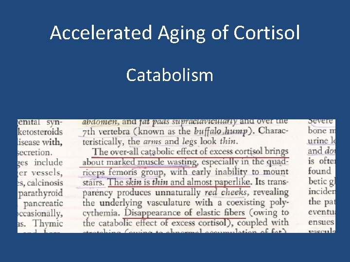 Accelerated Aging of Cortisol Catabolism 