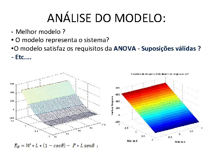 ANÁLISE DO MODELO: • Melhor modelo ? • O modelo representa o sistema? •