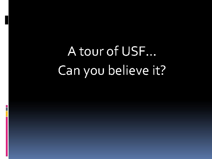 A tour of USF… Can you believe it? 