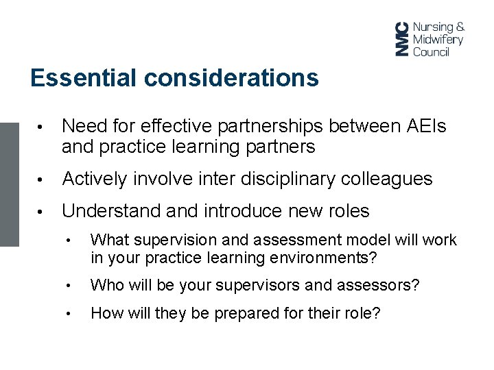 Ambitious new NMC standards and plans for the