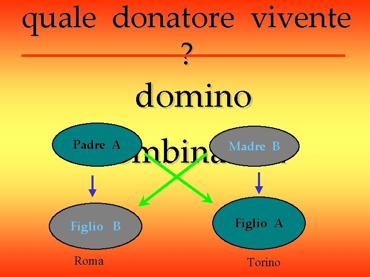 quale donatore vivente ? domino combination Padre A Madre B Figlio A Roma Torino