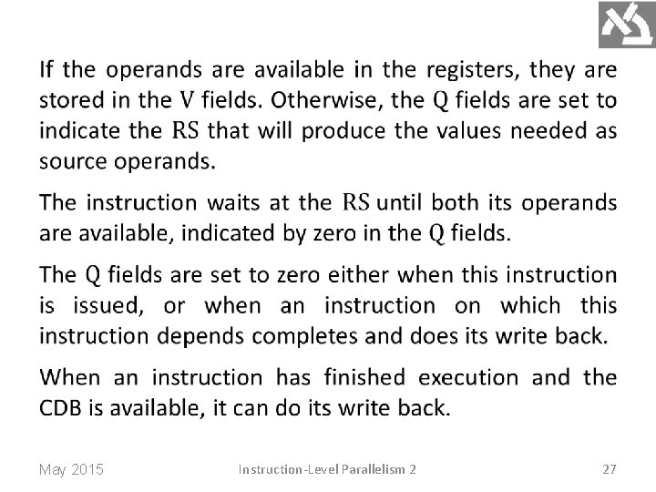  May 2015 Instruction-Level Parallelism 2 27 