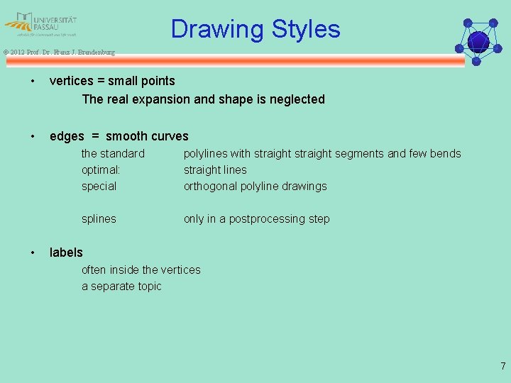 Drawing Styles © 2012 Prof. Dr. Franz J. Brandenburg • vertices = small points