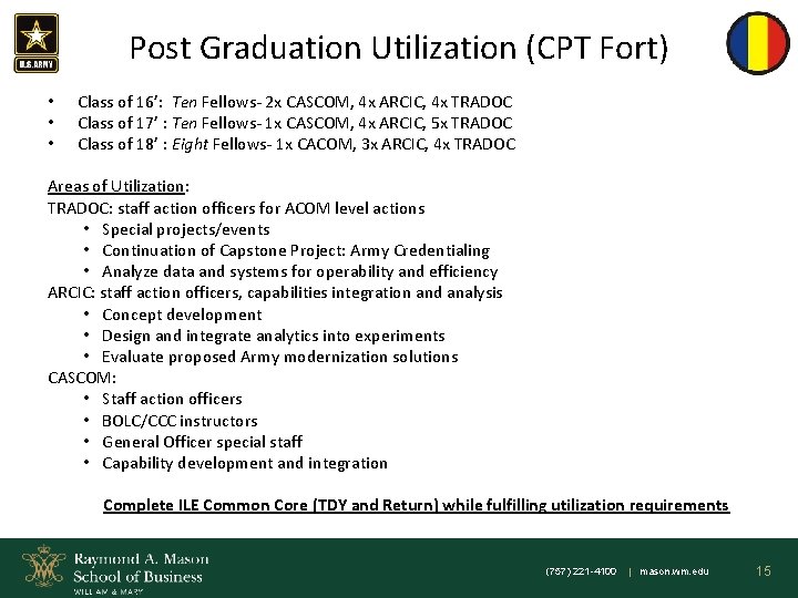 Post Graduation Utilization (CPT Fort) • • • Class of 16’: Ten Fellows- 2