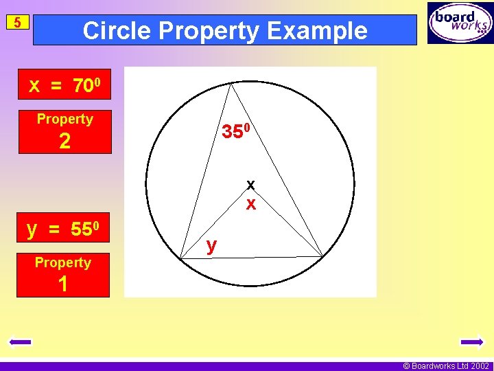 5 Circle Property Example x = 700 Property 350 2 x x y =