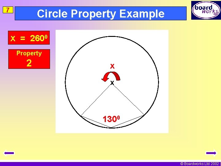 7 Circle Property Example x = 2600 Property 2 x x 1300 © Boardworks