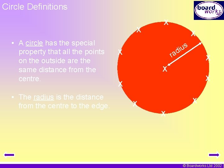 Circle Definitions X • A circle has the special property that all the points