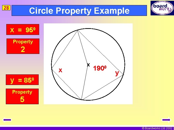 28 Circle Property Example x = 950 Property 2 x y = 850 x