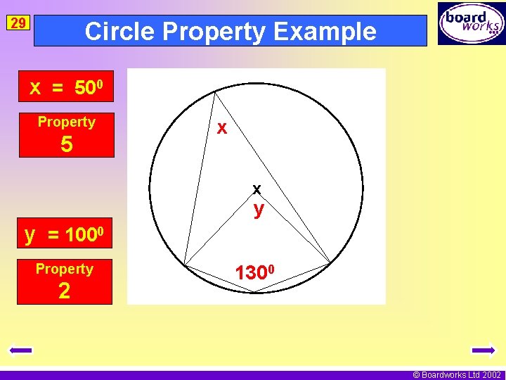 29 Circle Property Example x = 500 Property 5 x x y y =