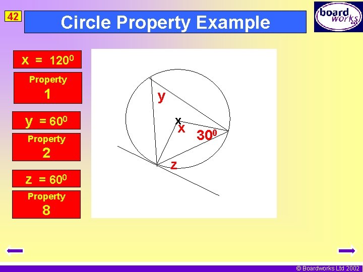 42 Circle Property Example x = 1200 Property 1 y = 600 Property 2
