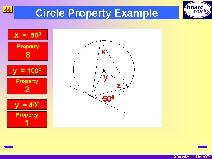 44 Circle Property Example x = 500 Property 8 x y = 1000 x