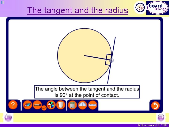 The tangent and the radius © Boardworks Ltd 2002 