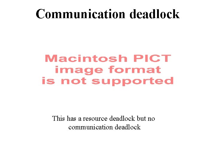 Communication deadlock This has a resource deadlock but no communication deadlock 