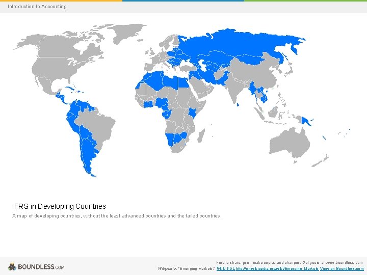 Introduction to Accounting IFRS in Developing Countries A map of developing countries, without the