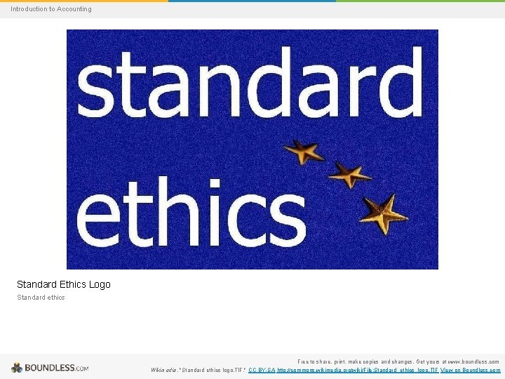 Introduction to Accounting Standard Ethics Logo Standard ethics Free to share, print, make copies