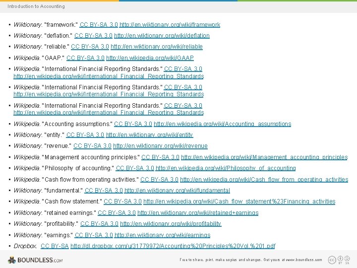 Introduction to Accounting • Wiktionary. "framework. " CC BY-SA 3. 0 http: //en. wiktionary.
