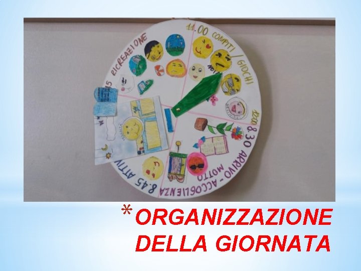 *ORGANIZZAZIONE DELLA GIORNATA 