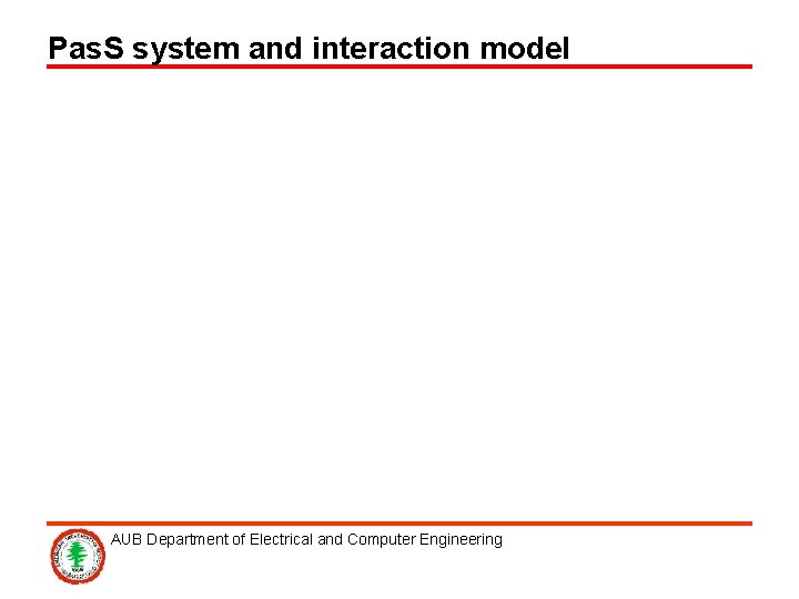 Pas. S system and interaction model AUB Department of Electrical and Computer Engineering 