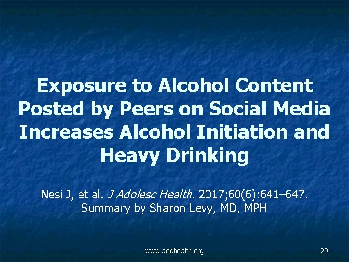 Exposure to Alcohol Content Posted by Peers on Social Media Increases Alcohol Initiation and