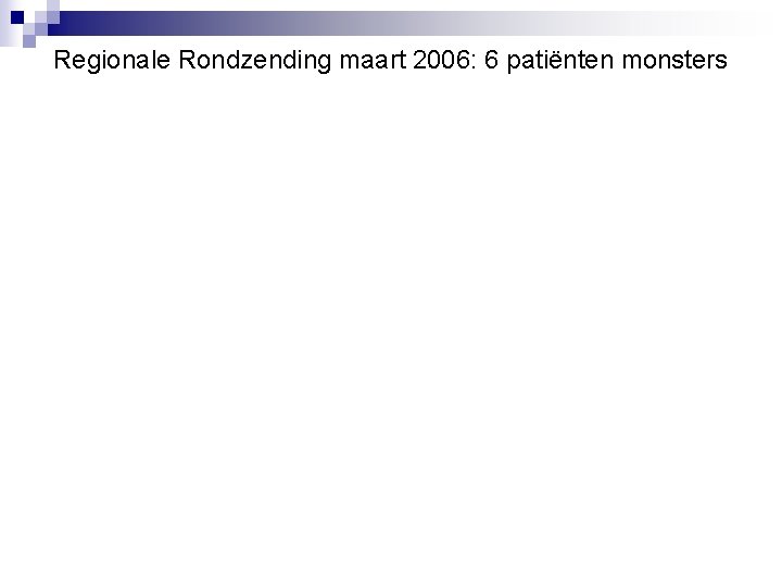 Regionale Rondzending maart 2006: 6 patiënten monsters 
