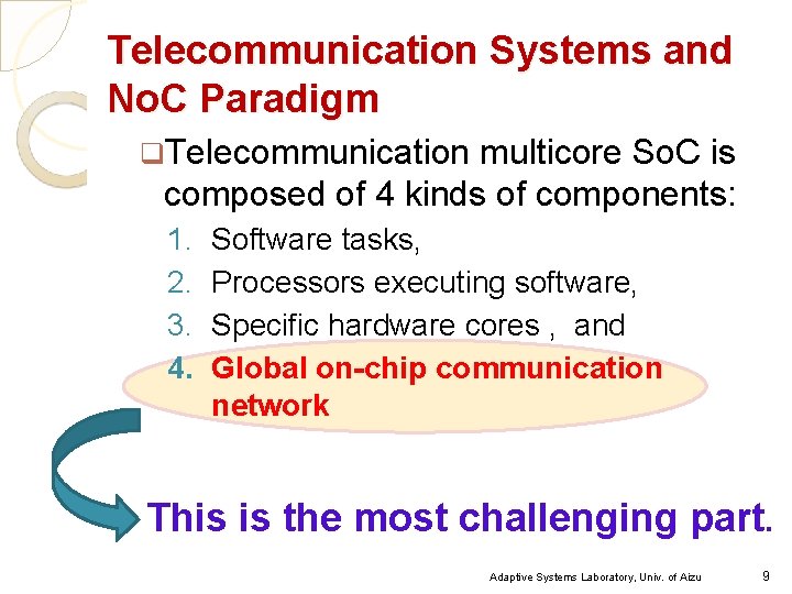 Telecommunication Systems and No. C Paradigm q. Telecommunication multicore So. C is composed of