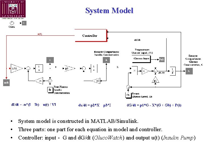 System Model • System model is constructed in MATLAB/Simulink. • Three parts: one part