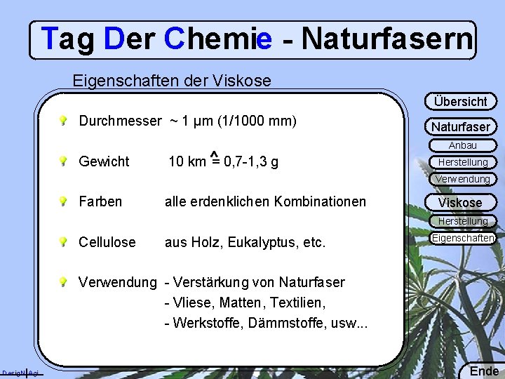 Tag Der Chemie - Naturfasern Eigenschaften der Viskose Übersicht Durchmesser ~ 1 µm (1/1000