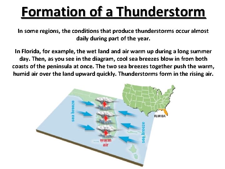 Formation of a Thunderstorm In some regions, the conditions that produce thunderstorms occur almost