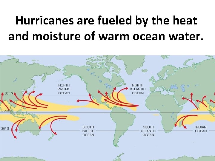 Hurricanes are fueled by the heat and moisture of warm ocean water. 